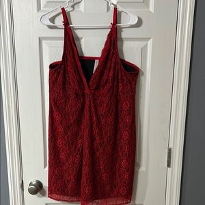Cacique Plus Size Lane Bryant Vibrant Red Lace Chemises/Slip
